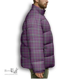 ScotsTee Shop Scottish O'Riagain Premium Tartan Collar Down Jacket Winter White Duck Down Plaid