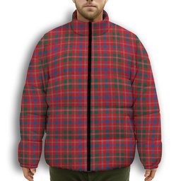 ScotsTee Shop Scottish MacDonald of Glenaladale Modern Premium Tartan Collar Down Jacket Winter White Duck Down Plaid