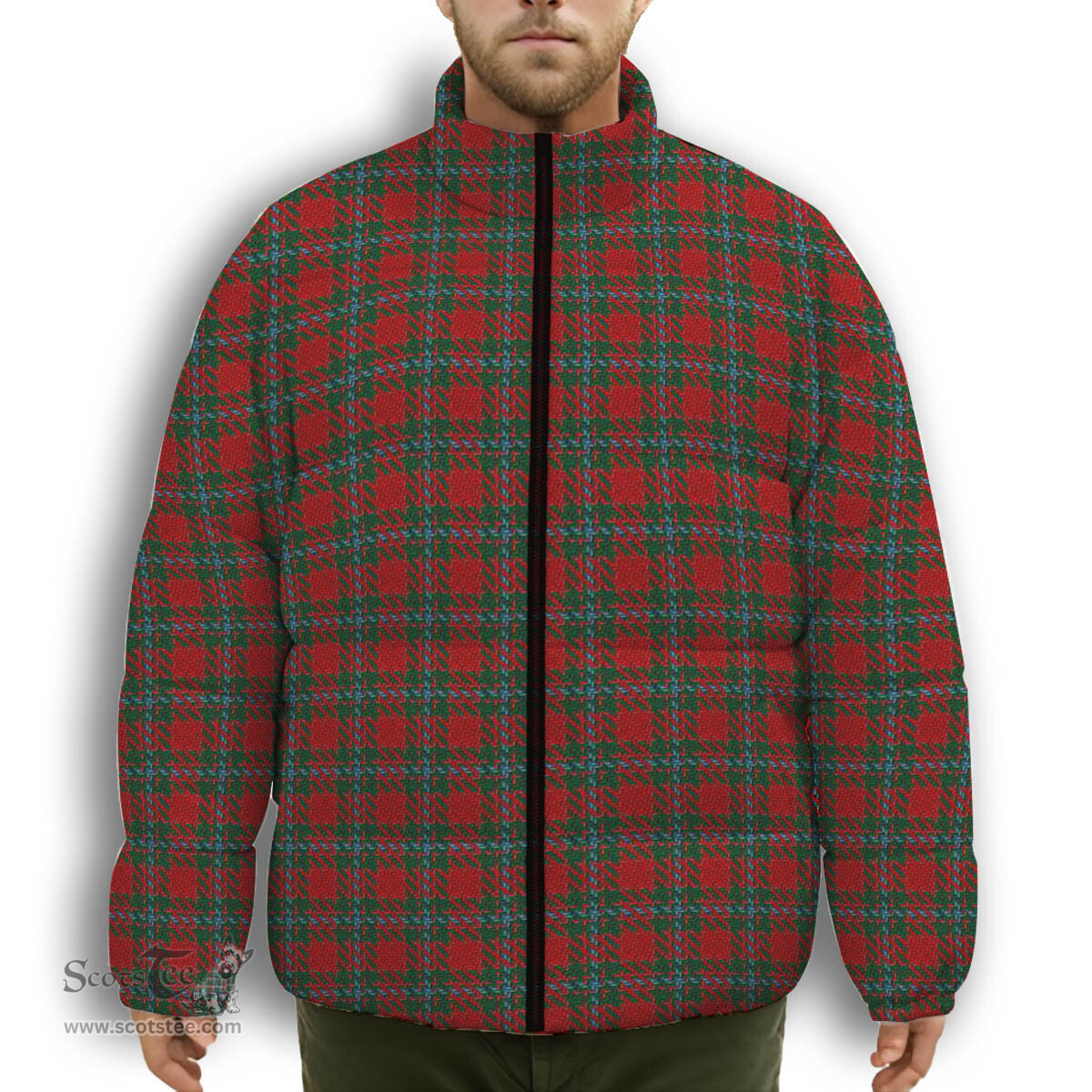 ScotsTee Shop Scottish Moray of Abercairney Premium Tartan Collar Down Jacket Winter White Duck Down Plaid
