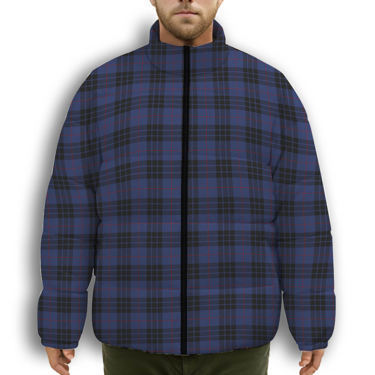ScotsTee Shop Scottish MacKay Blue #02 Premium Tartan Collar Down Jacket Winter White Duck Down Plaid