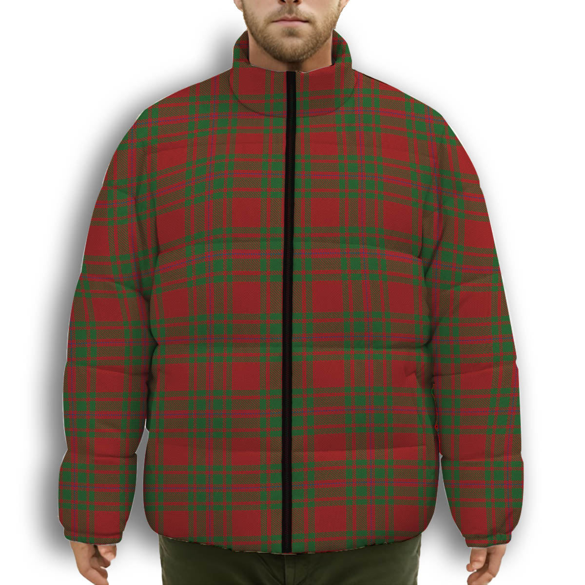 ScotsTee Shop Scottish McIntosh Red Premium Tartan Collar Down Jacket Winter White Duck Down Plaid