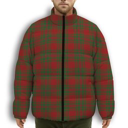 ScotsTee Shop Scottish McIntosh Red Premium Tartan Collar Down Jacket Winter White Duck Down Plaid