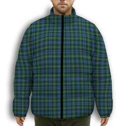 ScotsTee Shop Scottish Lyon Premium Tartan Collar Down Jacket Winter White Duck Down Plaid