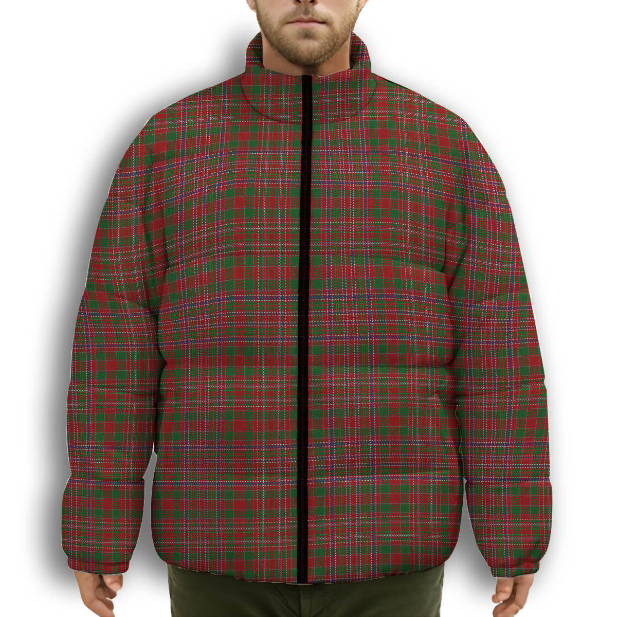 ScotsTee Shop Scottish MacAlister 1950 Premium Tartan Collar Down Jacket Winter White Duck Down Plaid