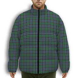 ScotsTee Shop Scottish MacIsaac Modern Premium Tartan Collar Down Jacket Winter White Duck Down Plaid