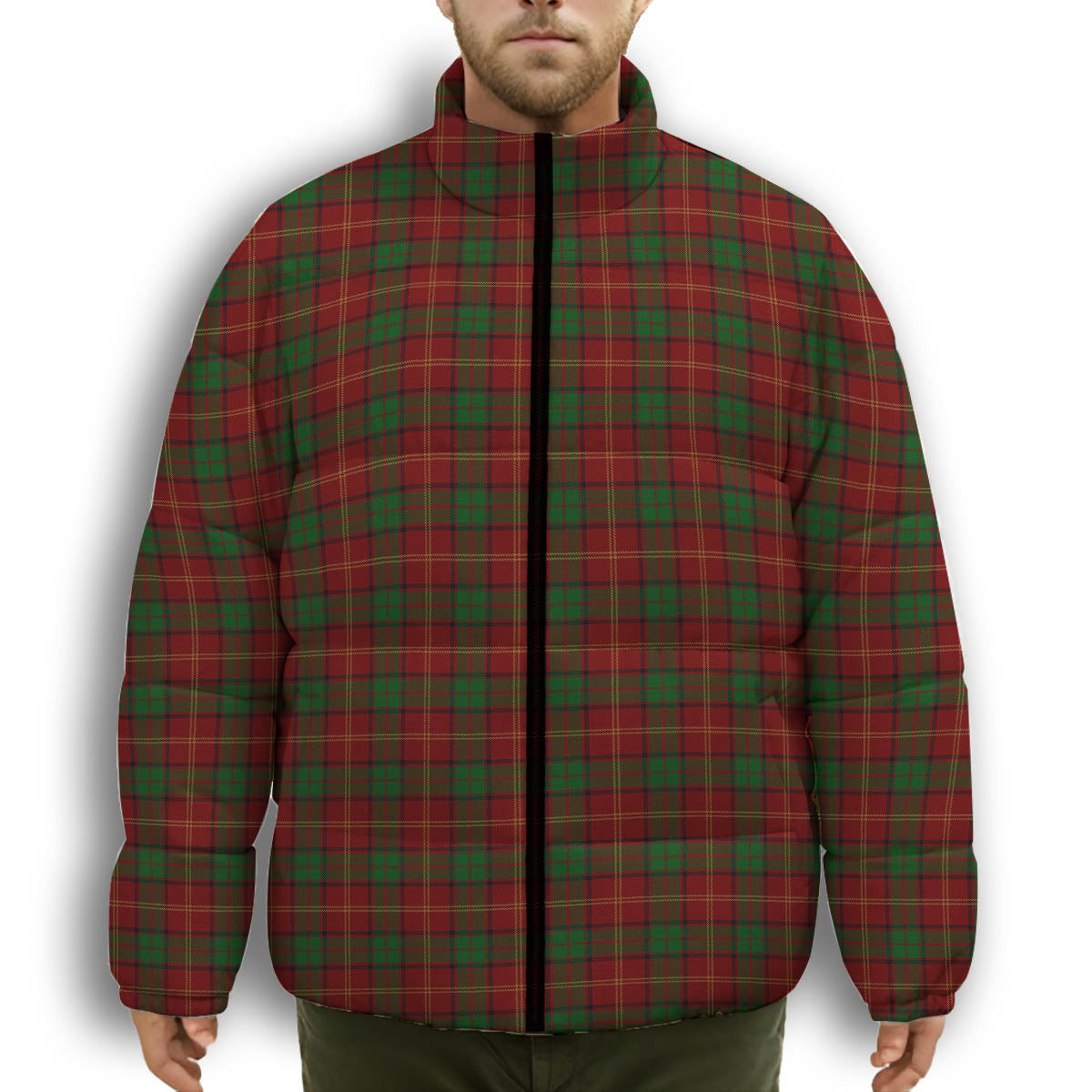 ScotsTee Shop Scottish Kirk Premium Tartan Collar Down Jacket Winter White Duck Down Plaid