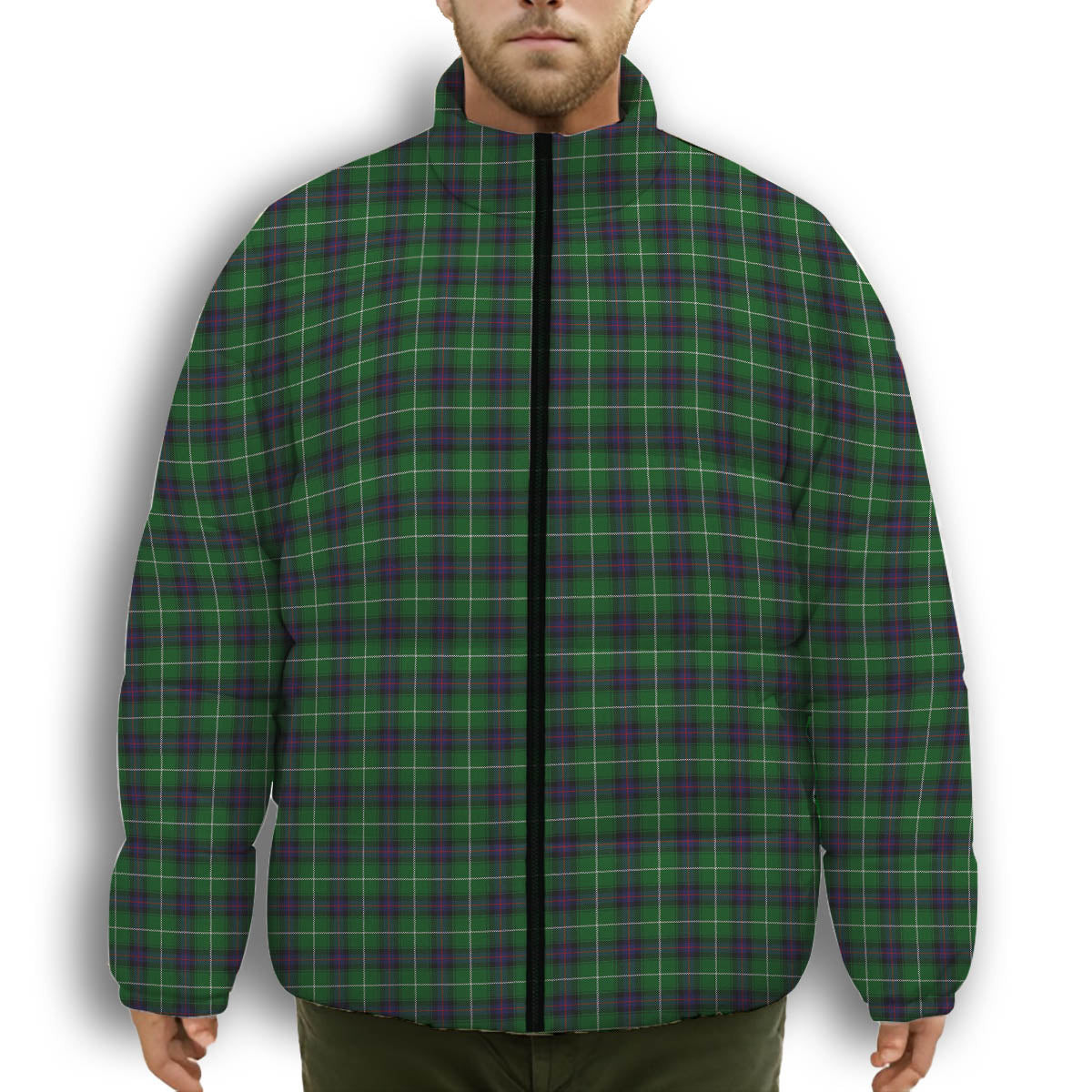 ScotsTee Shop Scottish McDonald of The Isles Premium Tartan Collar Down Jacket Winter White Duck Down Plaid