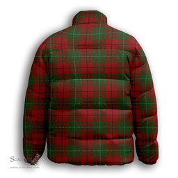 ScotsTee Shop Scottish MacAulay Premium Tartan Collar Down Jacket Winter White Duck Down Plaid