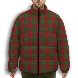 ScotsTee Shop Scottish MacAulay Premium Tartan Collar Down Jacket Winter White Duck Down Plaid