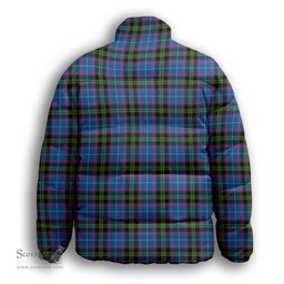 ScotsTee Shop Scottish Lang of Sherbrooke Ancient Clan Premium Tartan Collar Down Jacket Winter White Duck Down Plaid