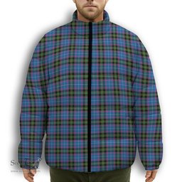 ScotsTee Shop Scottish Lang of Sherbrooke Ancient Clan Premium Tartan Collar Down Jacket Winter White Duck Down Plaid