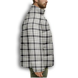ScotsTee Shop Scottish McFarlane Black White Modern Premium Tartan Collar Down Jacket Winter White Duck Down Plaid