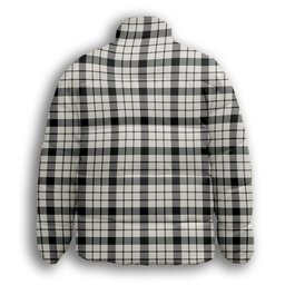 ScotsTee Shop Scottish McFarlane Black White Modern Premium Tartan Collar Down Jacket Winter White Duck Down Plaid