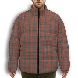 ScotsTee Shop Scottish McLean of Duart Ancient Premium Tartan Collar Down Jacket Winter White Duck Down Plaid