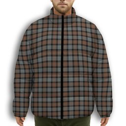 ScotsTee Shop Scottish Gunn Weathered Premium Tartan Collar Down Jacket Winter White Duck Down Plaid