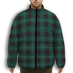 ScotsTee Shop Scottish MacAuley of Lewis Modern Premium Tartan Collar Down Jacket Winter White Duck Down Plaid