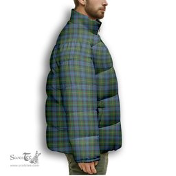 ScotsTee Shop Scottish McLeod of Skye Premium Tartan Collar Down Jacket Winter White Duck Down Plaid