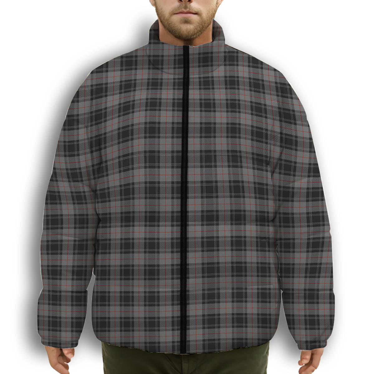 ScotsTee Shop Scottish Moffat 1984 Premium Tartan Collar Down Jacket Winter White Duck Down Plaid