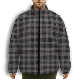 ScotsTee Shop Scottish Moffat 1984 Premium Tartan Collar Down Jacket Winter White Duck Down Plaid