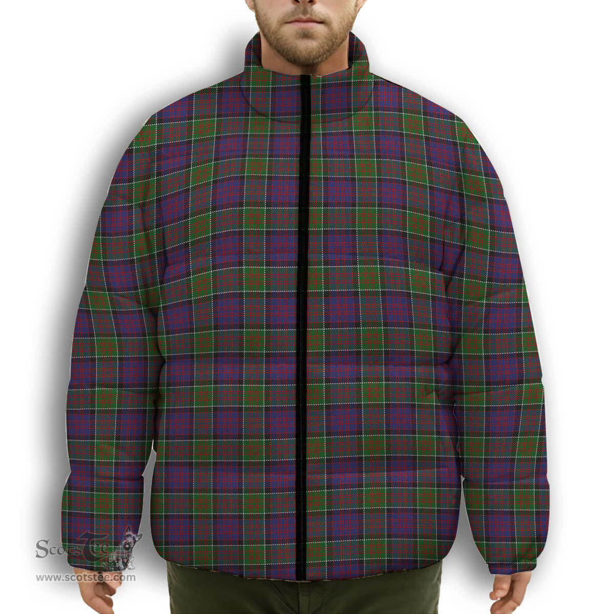 ScotsTee Shop Scottish MacDonald of Clanranald 2 Premium Tartan Collar Down Jacket Winter White Duck Down Plaid