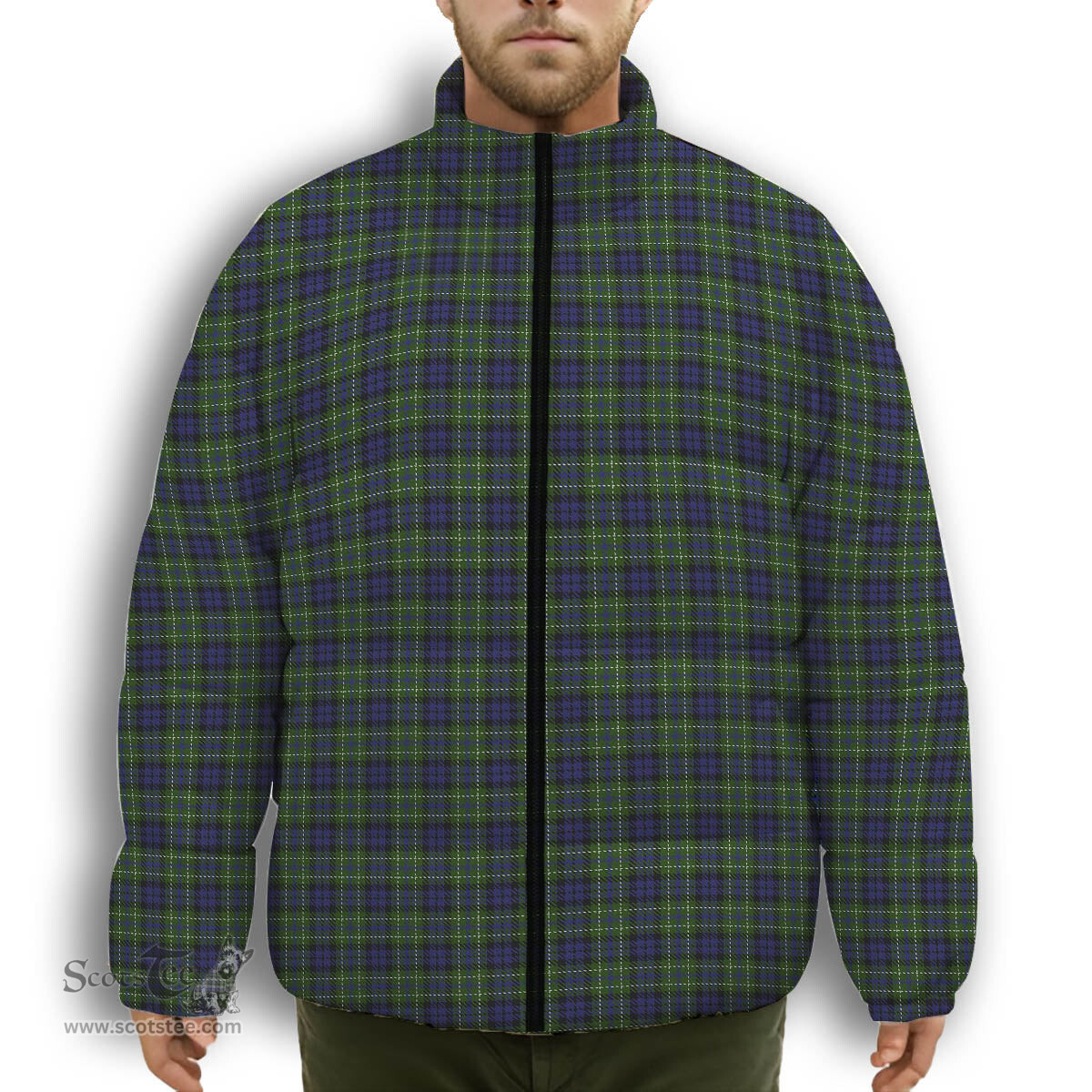 ScotsTee Shop Scottish McNeil of Colonsay Premium Tartan Collar Down Jacket Winter White Duck Down Plaid