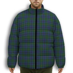 ScotsTee Shop Scottish Johnstone 1 Premium Tartan Collar Down Jacket Winter White Duck Down Plaid