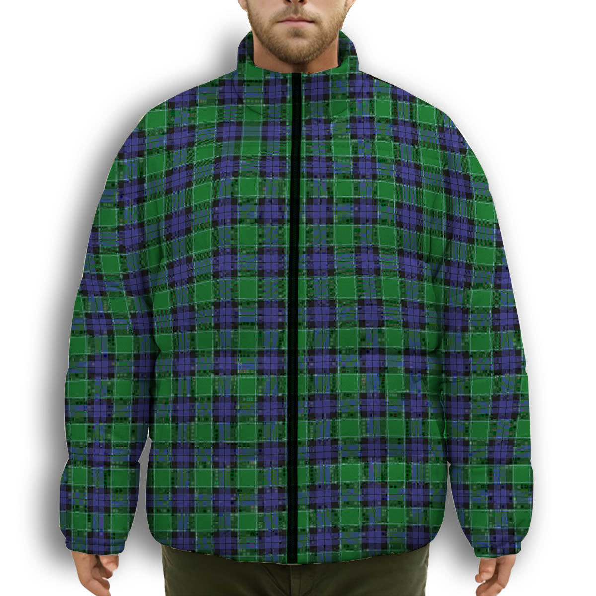 ScotsTee Shop Scottish Graham of Menteith Modern Premium Tartan Collar Down Jacket Winter White Duck Down Plaid