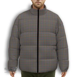 ScotsTee Shop Scottish Young Weathered Clan Premium Tartan Collar Down Jacket Winter White Duck Down Plaid