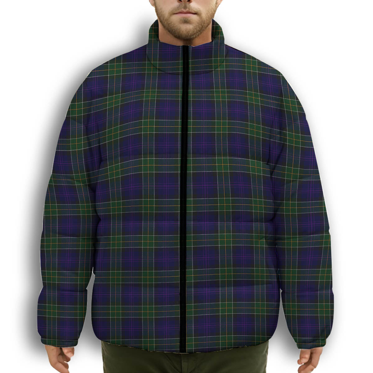 ScotsTee Shop Scottish Leung Premium Tartan Collar Down Jacket Winter White Duck Down Plaid