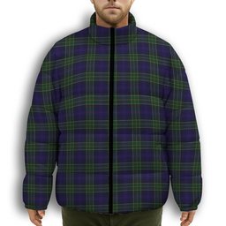 ScotsTee Shop Scottish Leung Premium Tartan Collar Down Jacket Winter White Duck Down Plaid
