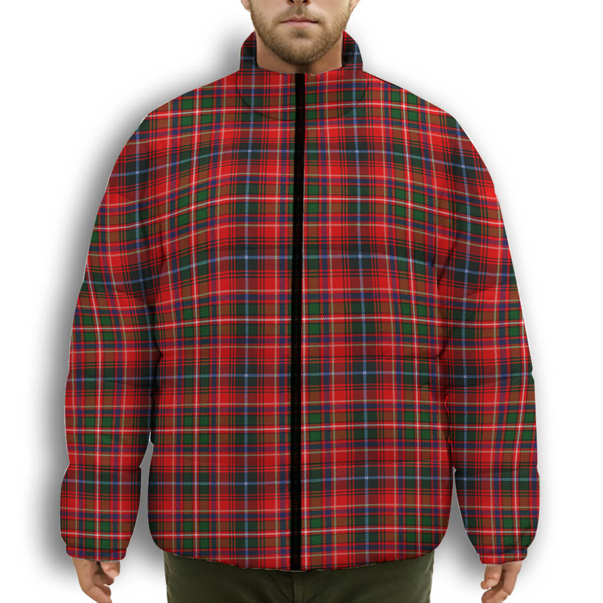 ScotsTee Shop Scottish Innes Modern Premium Tartan Collar Down Jacket Winter White Duck Down Plaid