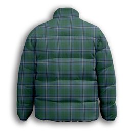 ScotsTee Shop Scottish Irvine of Drum Premium Tartan Collar Down Jacket Winter White Duck Down Plaid