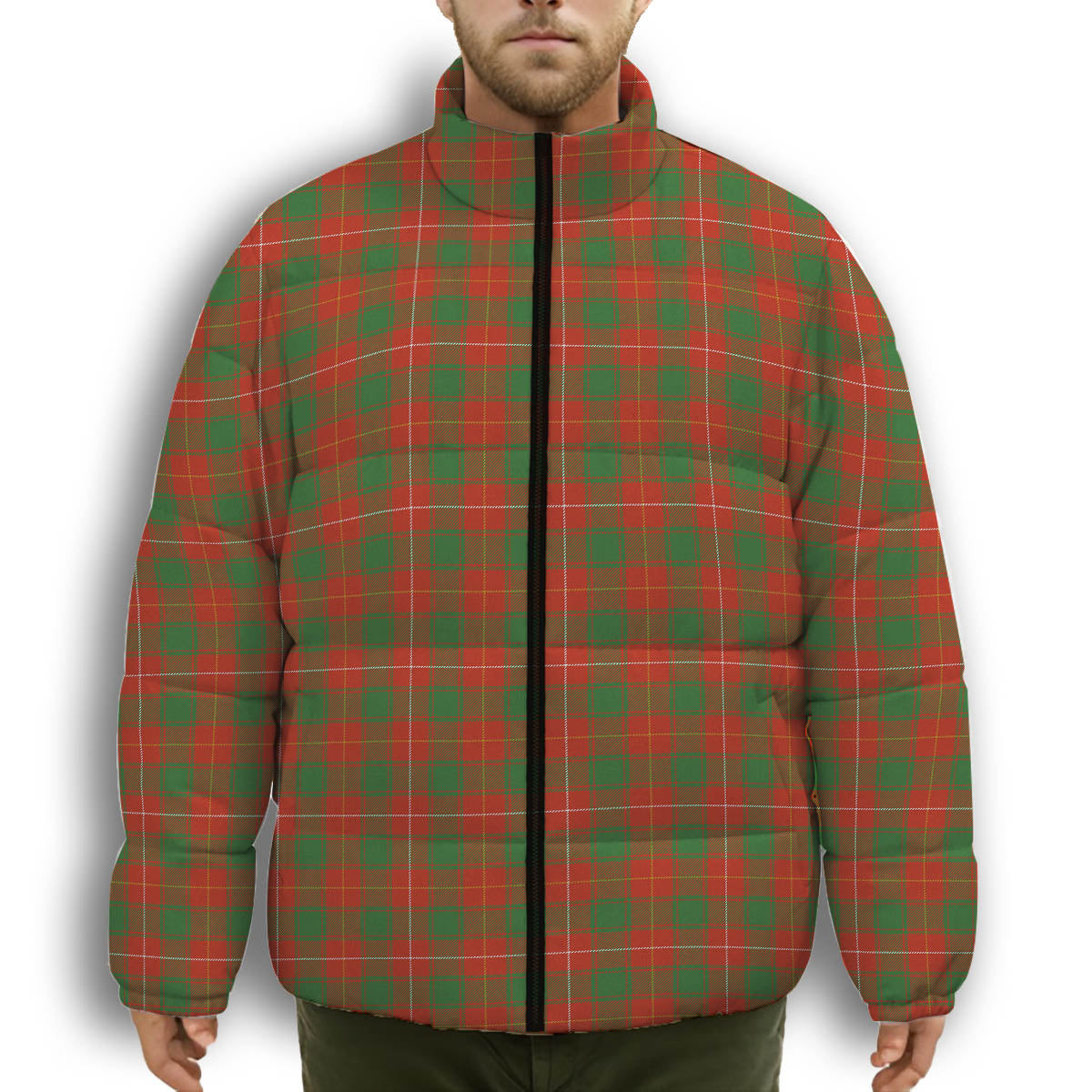 ScotsTee Shop Scottish McFie Ancient Premium Tartan Collar Down Jacket Winter White Duck Down Plaid