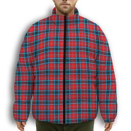 ScotsTee Shop Scottish MacTavish Modern Premium Tartan Collar Down Jacket Winter White Duck Down Plaid