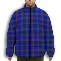 ScotsTee Shop Scottish Kinding Premium Tartan Collar Down Jacket Winter White Duck Down Plaid