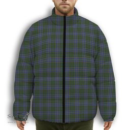 ScotsTee Shop Scottish MacMillan Hunting Premium Tartan Collar Down Jacket Winter White Duck Down Plaid