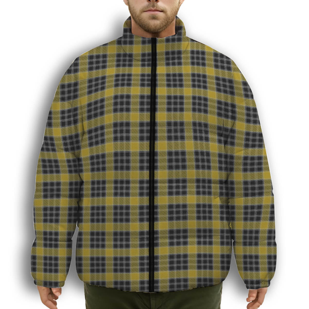 ScotsTee Shop Scottish Thain Dress 1 Premium Tartan Collar Down Jacket Winter White Duck Down Plaid