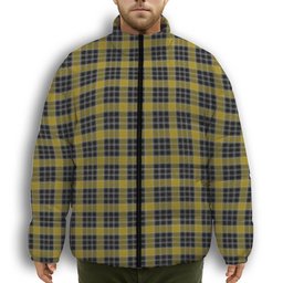 ScotsTee Shop Scottish Thain Dress 1 Premium Tartan Collar Down Jacket Winter White Duck Down Plaid