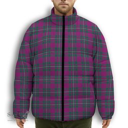 ScotsTee Shop Scottish Gregor Hunting Modern Premium Tartan Collar Down Jacket Winter White Duck Down Plaid