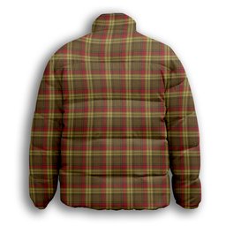 ScotsTee Shop Scottish McMillan Old Weathered Premium Tartan Collar Down Jacket Winter White Duck Down Plaid