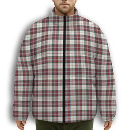 ScotsTee Shop Scottish McLean Dress Modern Premium Tartan Collar Down Jacket Winter White Duck Down Plaid