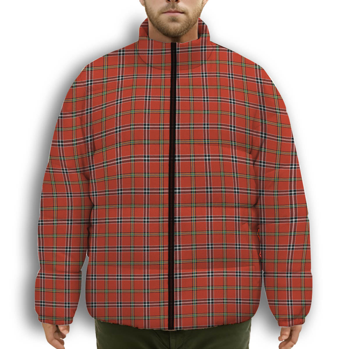 ScotsTee Shop Scottish Meldrum Dress Ancient Premium Tartan Collar Down Jacket Winter White Duck Down Plaid