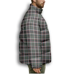 ScotsTee Shop Scottish Innes Dress Premium Tartan Collar Down Jacket Winter White Duck Down Plaid