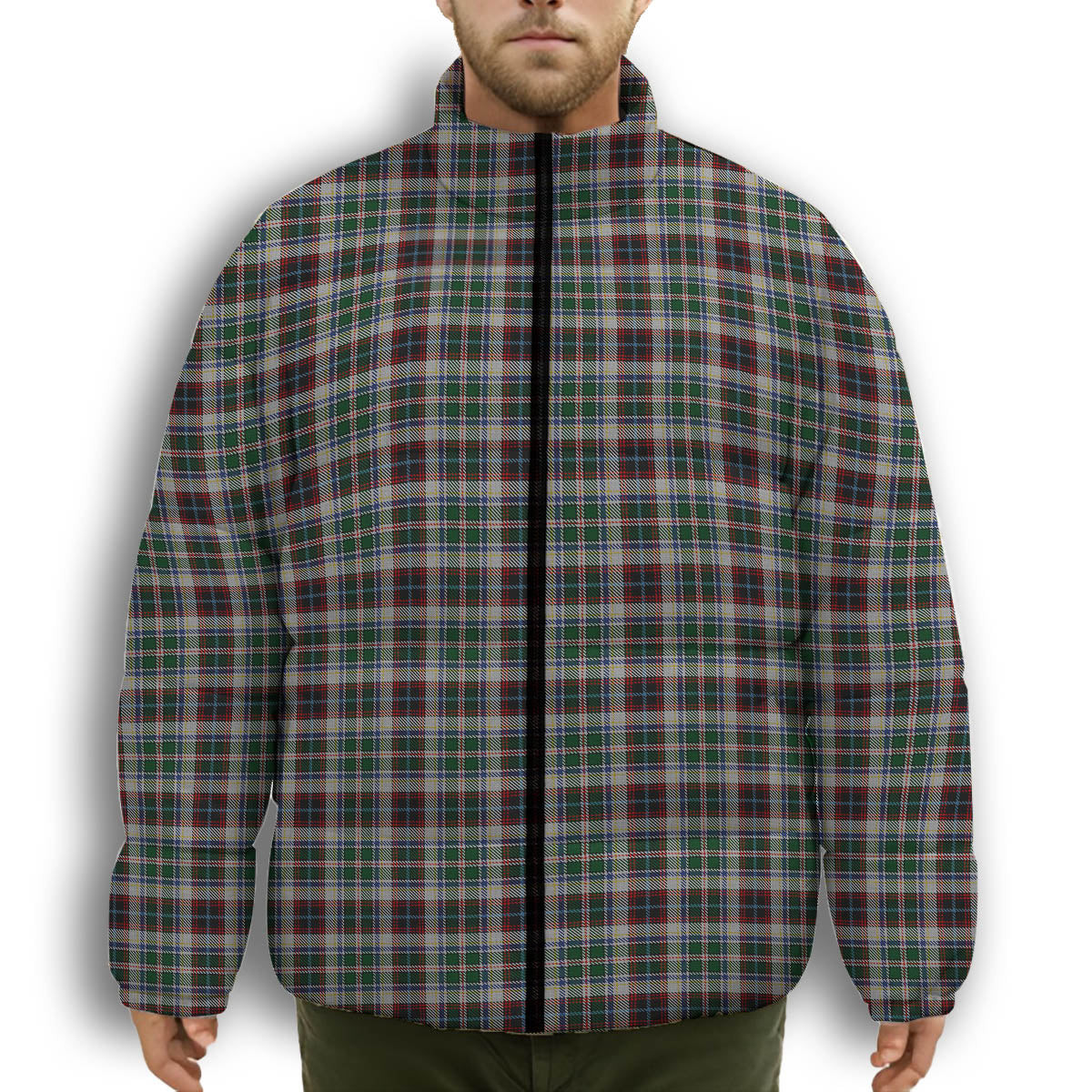 ScotsTee Shop Scottish Innes Dress Premium Tartan Collar Down Jacket Winter White Duck Down Plaid
