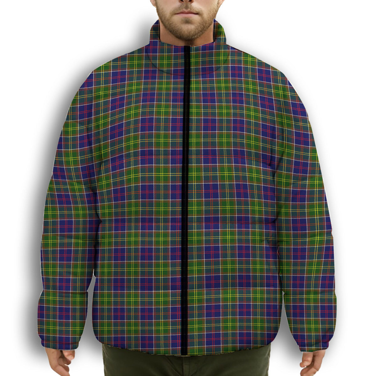 ScotsTee Shop Scottish Whitefoord Premium Tartan Collar Down Jacket Winter White Duck Down Plaid