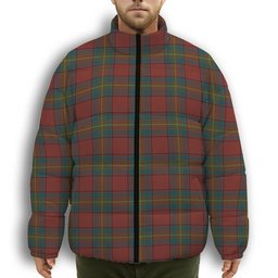 ScotsTee Shop Scottish Oliver Dress Red Premium Tartan Collar Down Jacket Winter White Duck Down Plaid