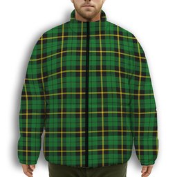 ScotsTee Shop Scottish Wallace Hunting Green Premium Tartan Collar Down Jacket Winter White Duck Down Plaid