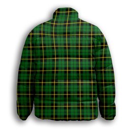 ScotsTee Shop Scottish Wallace Hunting - Green Premium Tartan Collar Down Jacket Winter White Duck Down Plaid