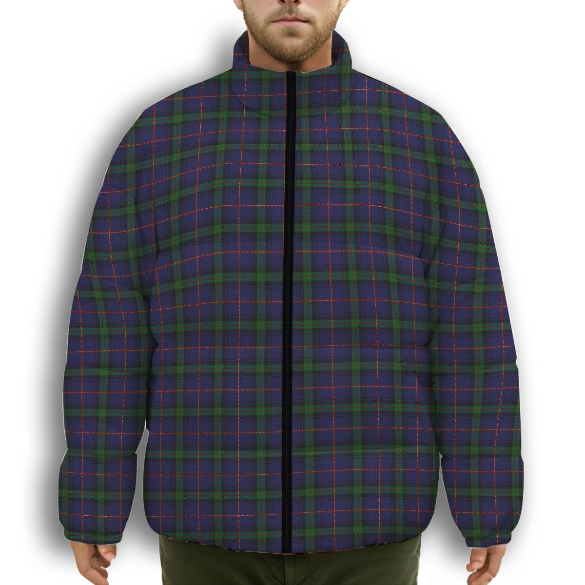 ScotsTee Shop Scottish McClafferty Premium Tartan Collar Down Jacket Winter White Duck Down Plaid