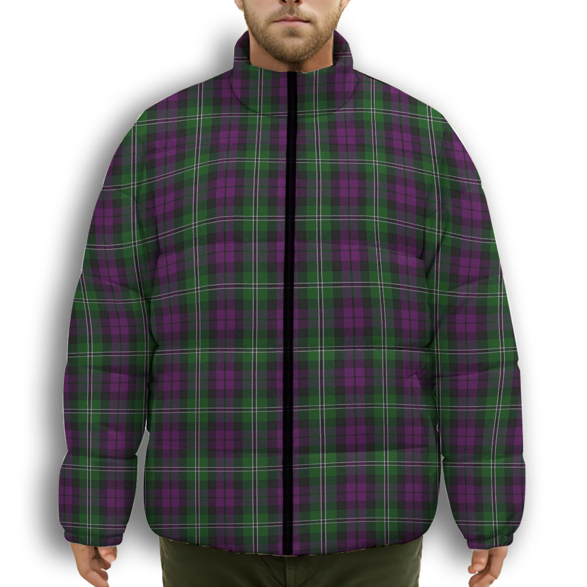 ScotsTee Shop Scottish Wilson Premium Tartan Collar Down Jacket Winter White Duck Down Plaid